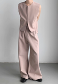 Men's pink premium design vest suit set