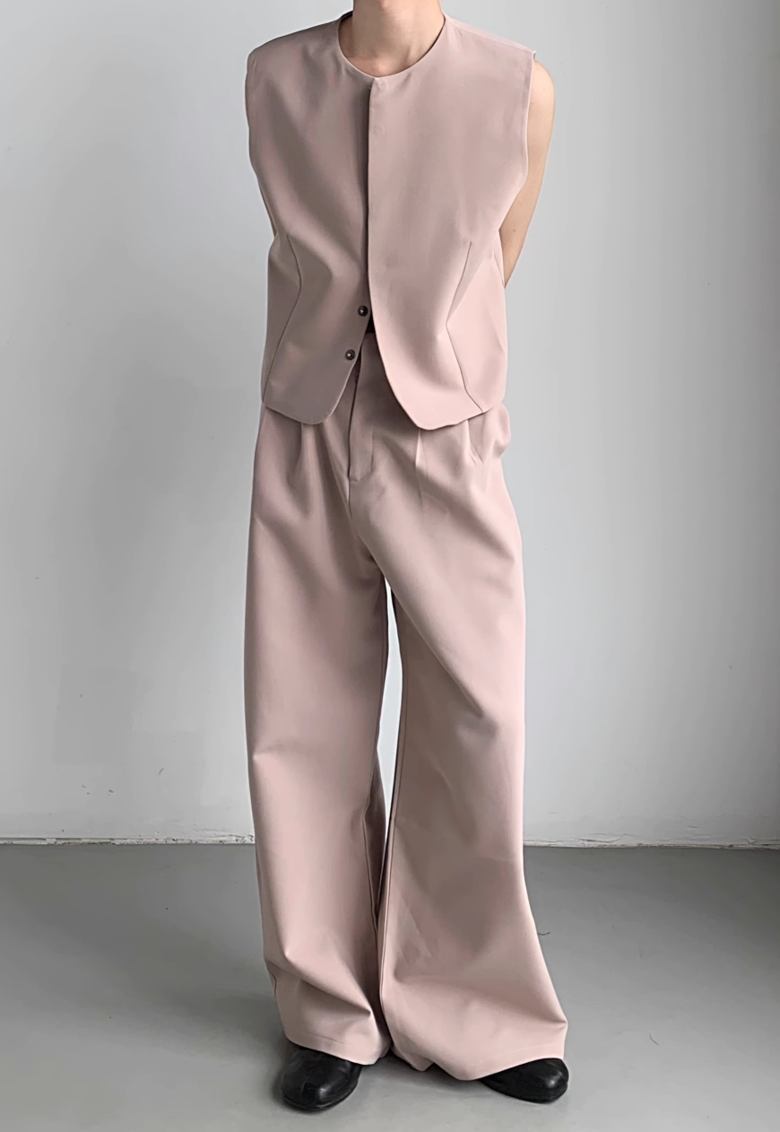 Men's pink premium design vest suit set