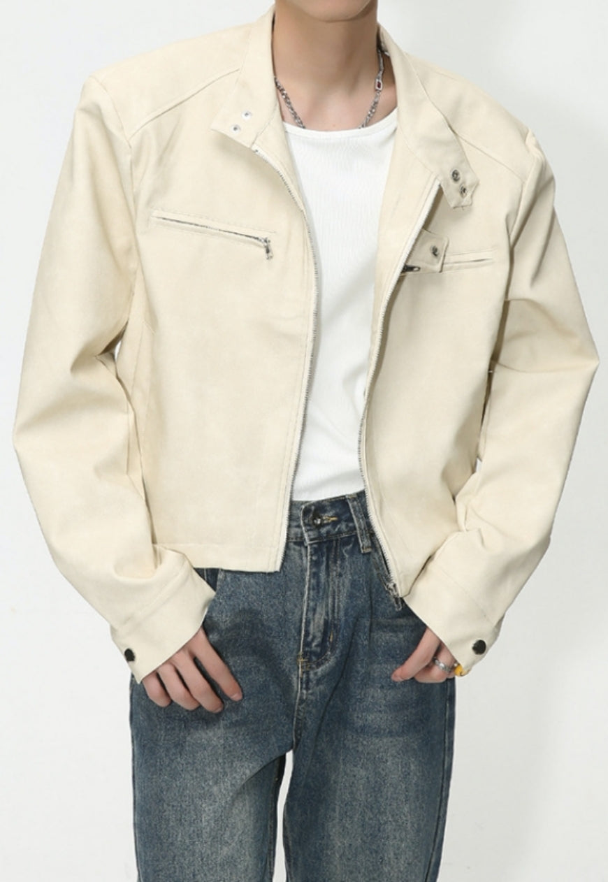 Men's Retro Short PU Leather Jacket