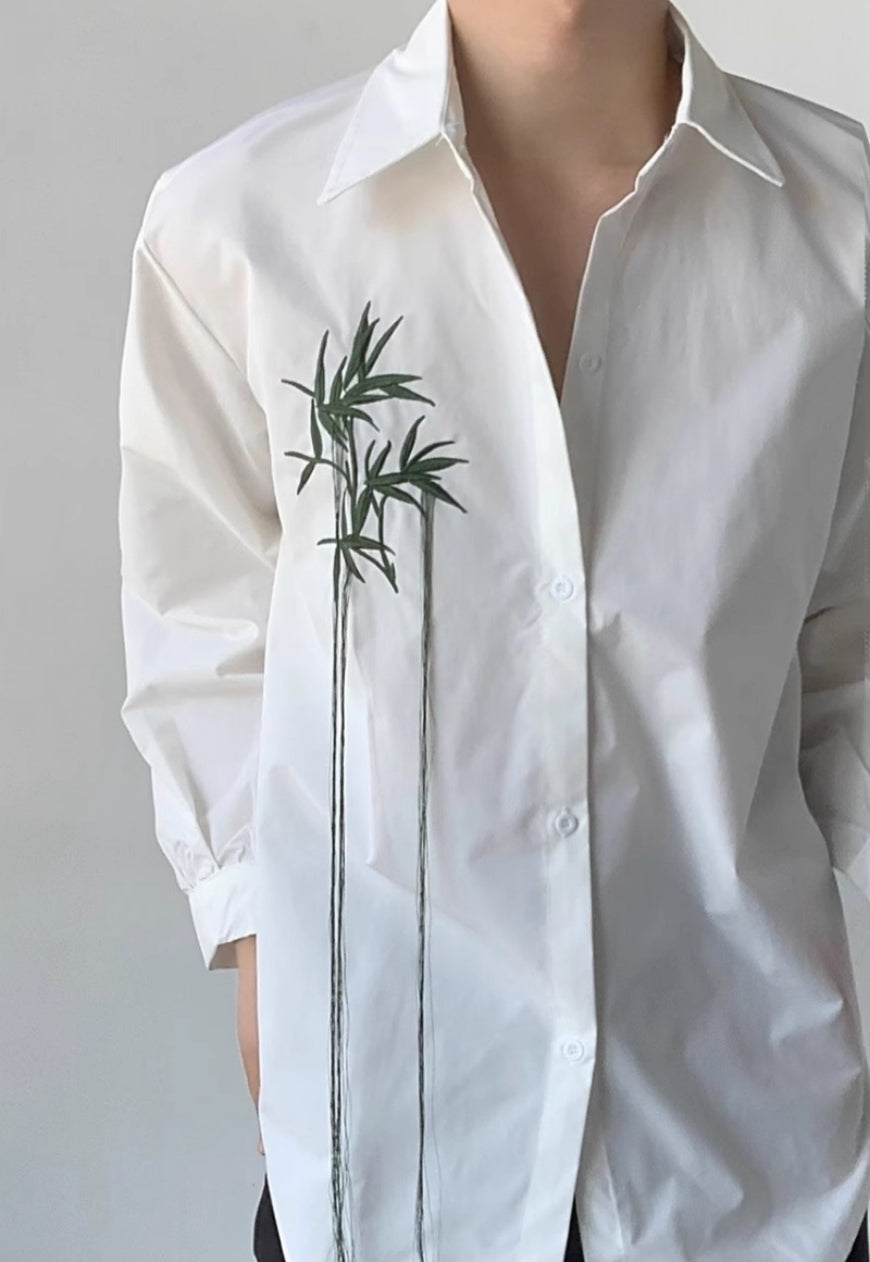 Men's Chinese embroidered fringed shirt