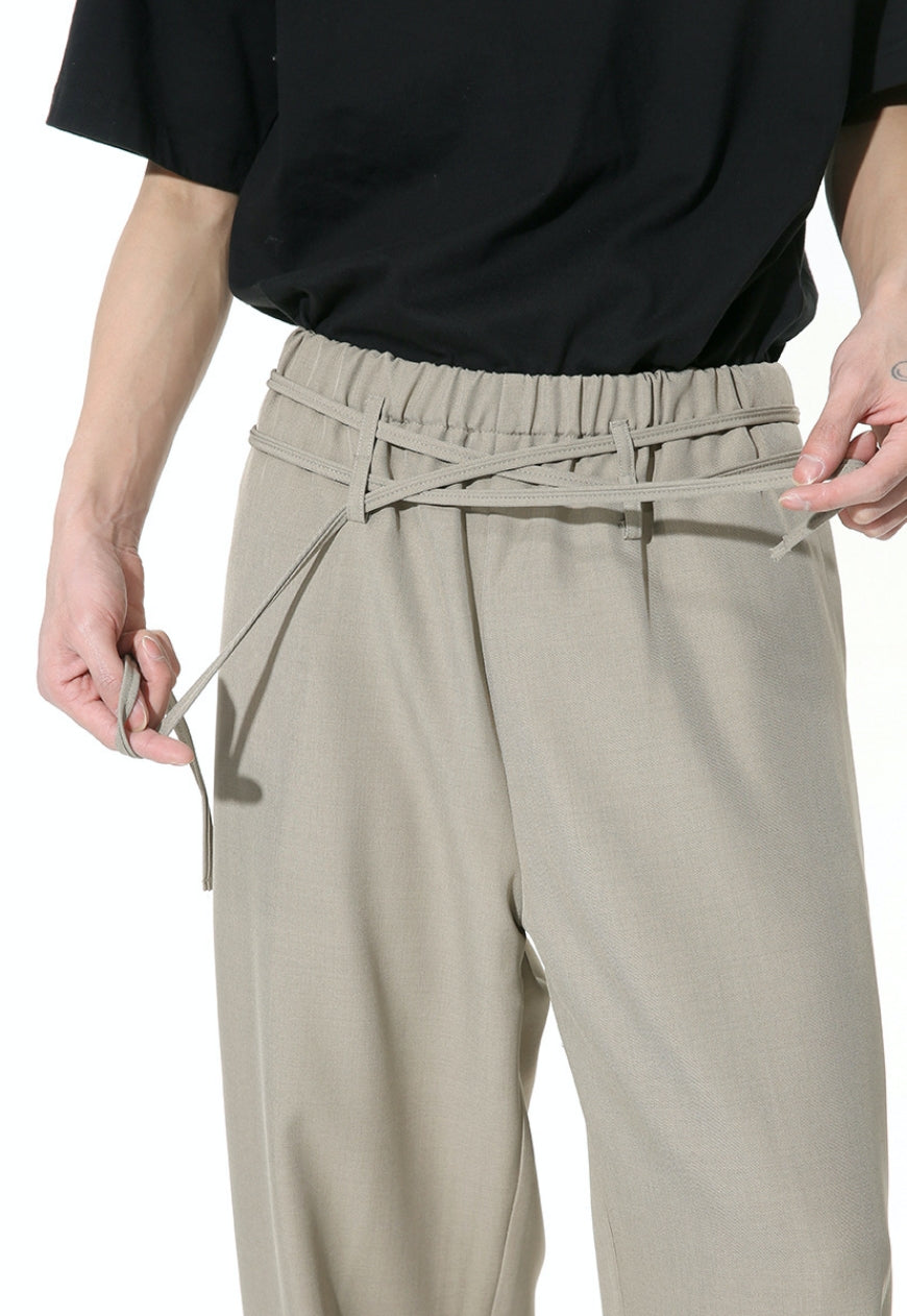 Men's double belt design trousers