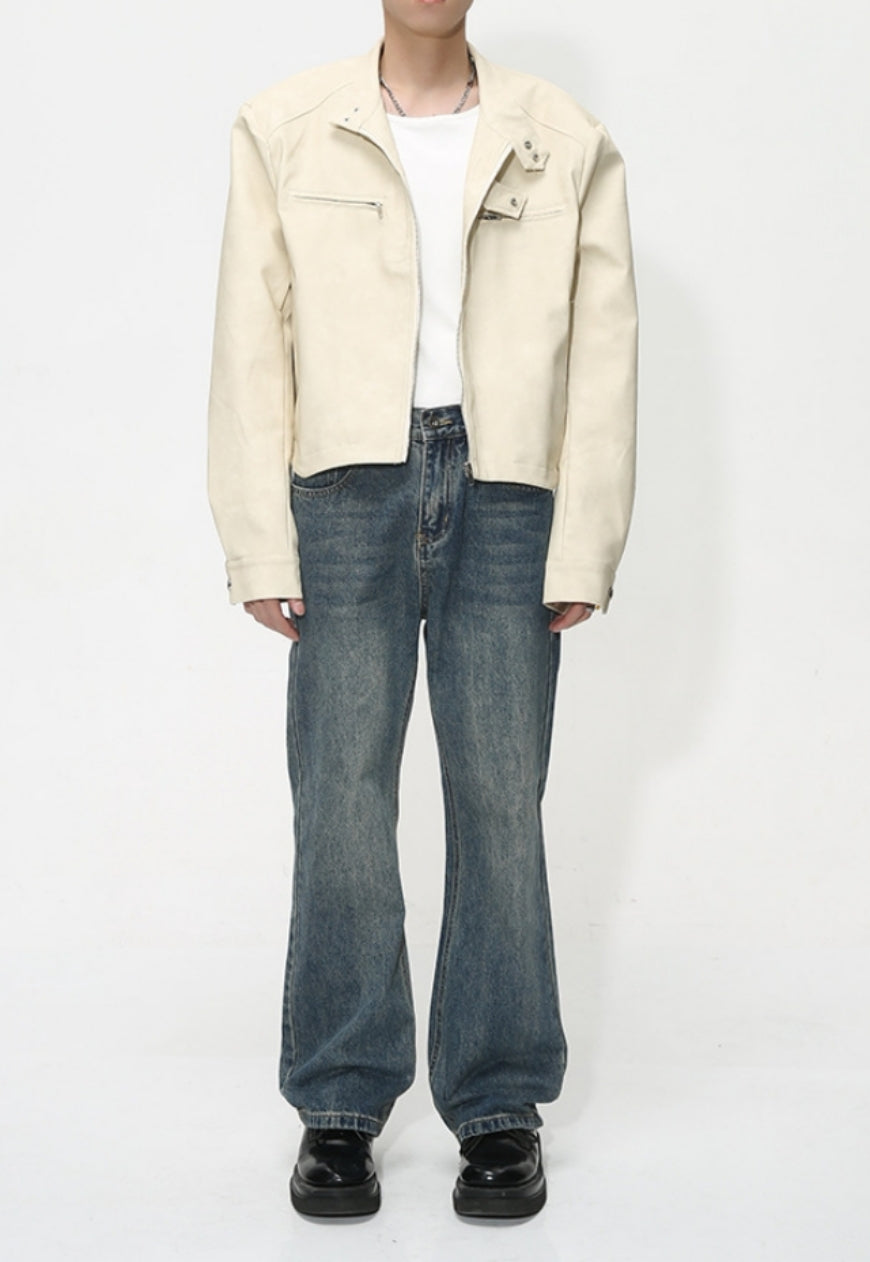 Men's Retro Short PU Leather Jacket