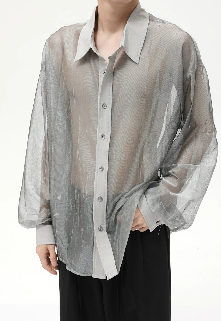 Men's Thin mesh see-through shirt
