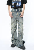 Unisex Deconstructed heavy-duty design jeans