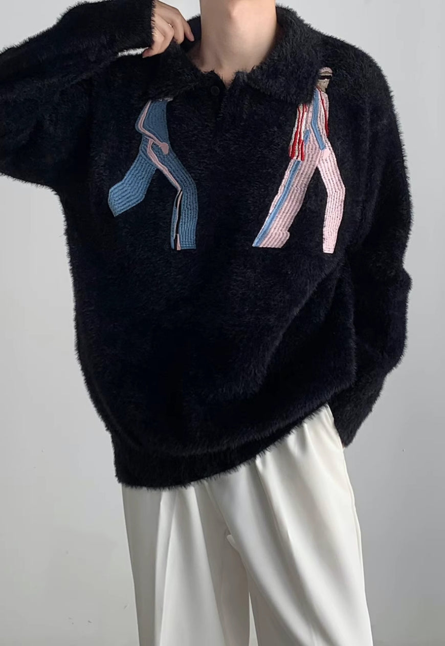 Men's Premium embroidered mohair sweater