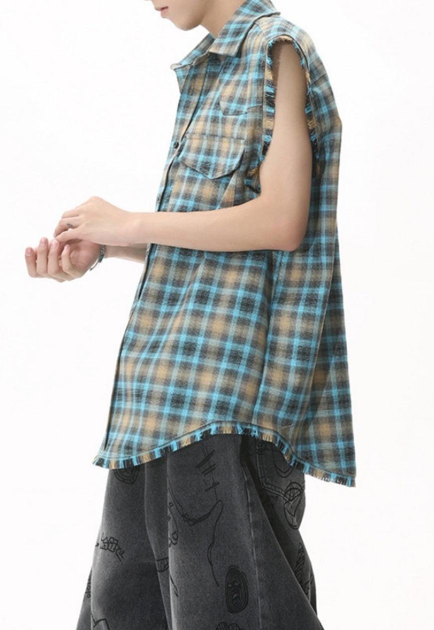 Men's Vintage Vest Check Shirt