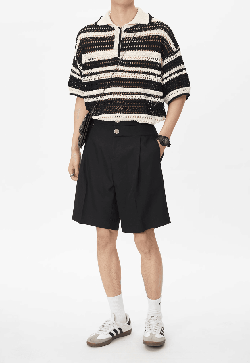 Men's rainbow knit polo shirt