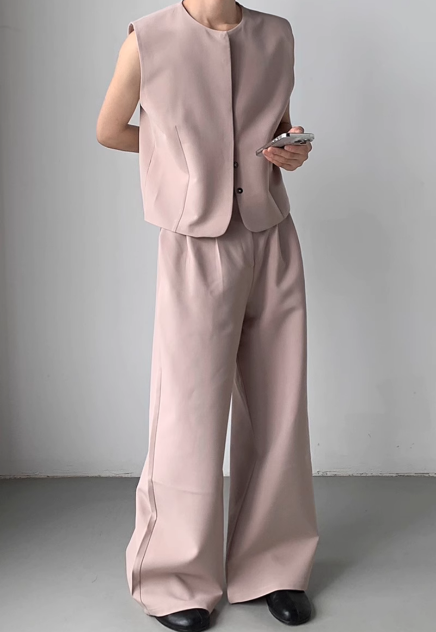 Men's pink premium design vest suit set