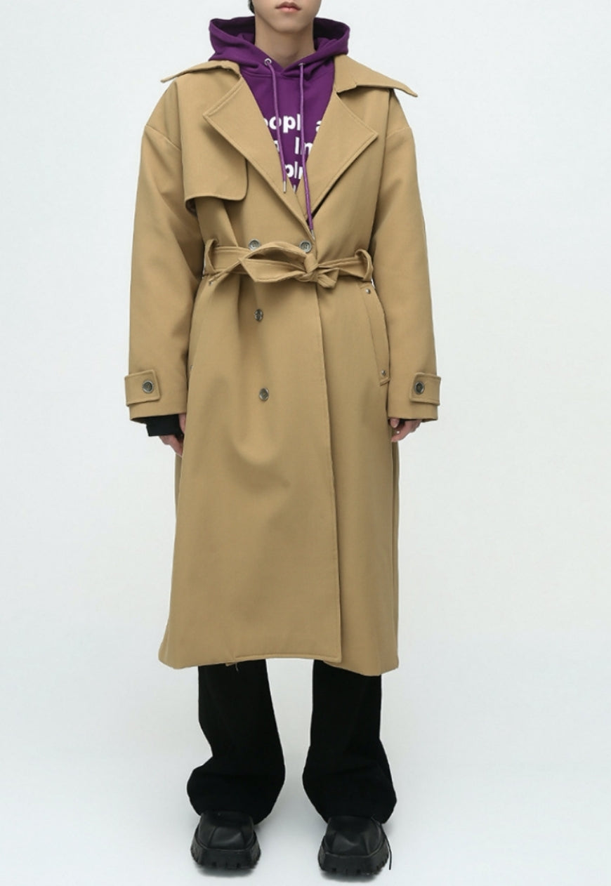 Men's British style double breasted long coat