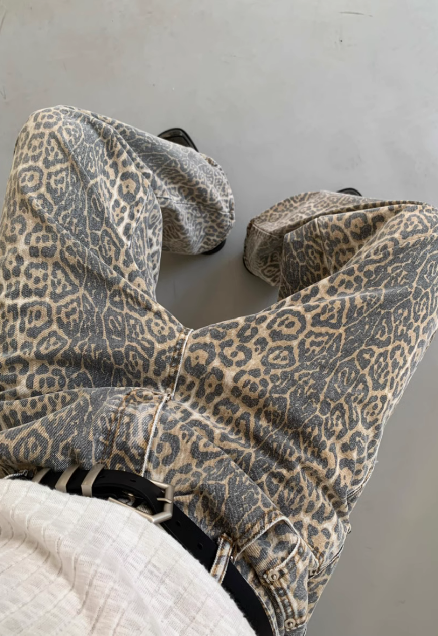 Men's Retro Camo Leopard Jeans