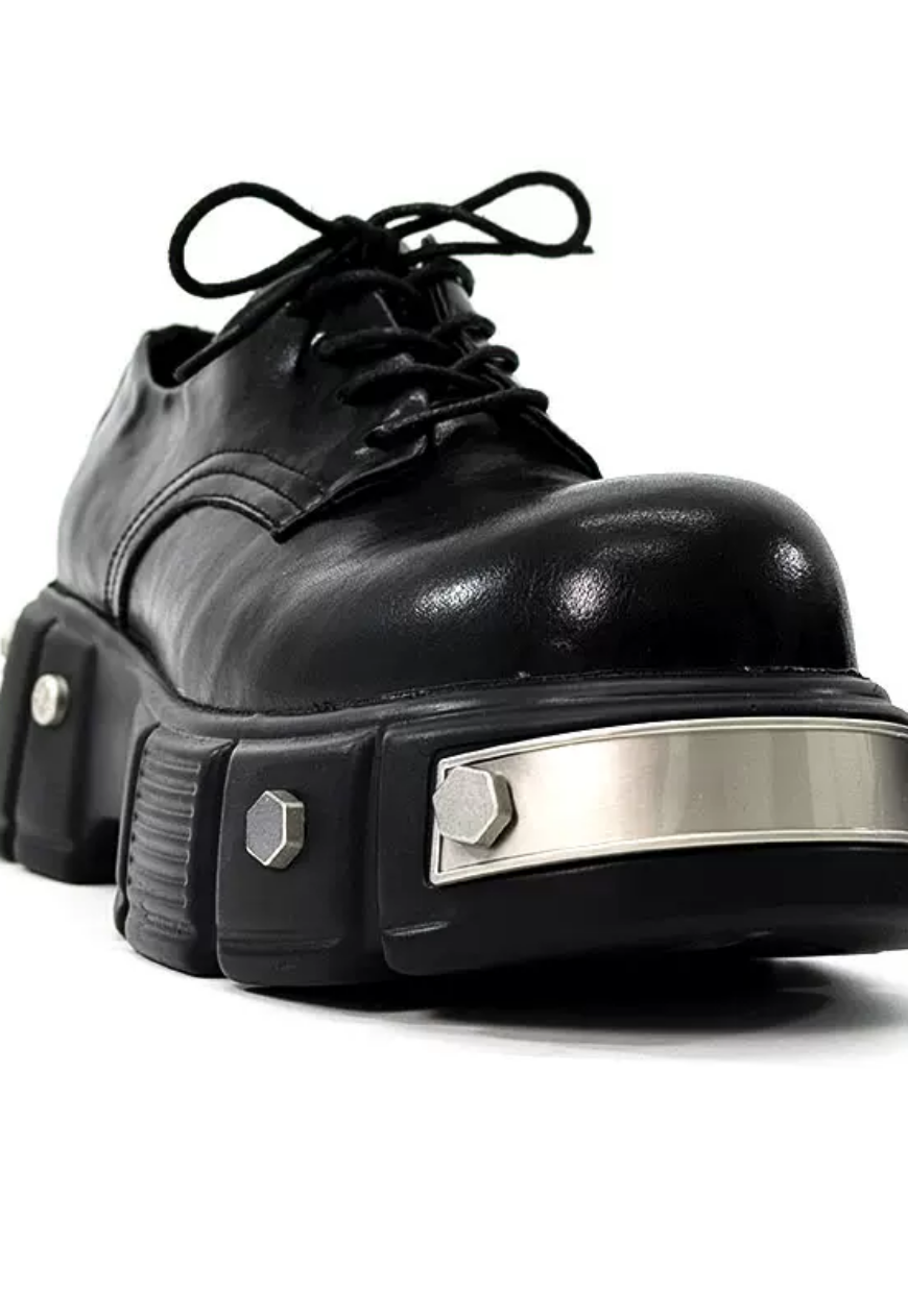 Unisex Iron toe black derby shoes