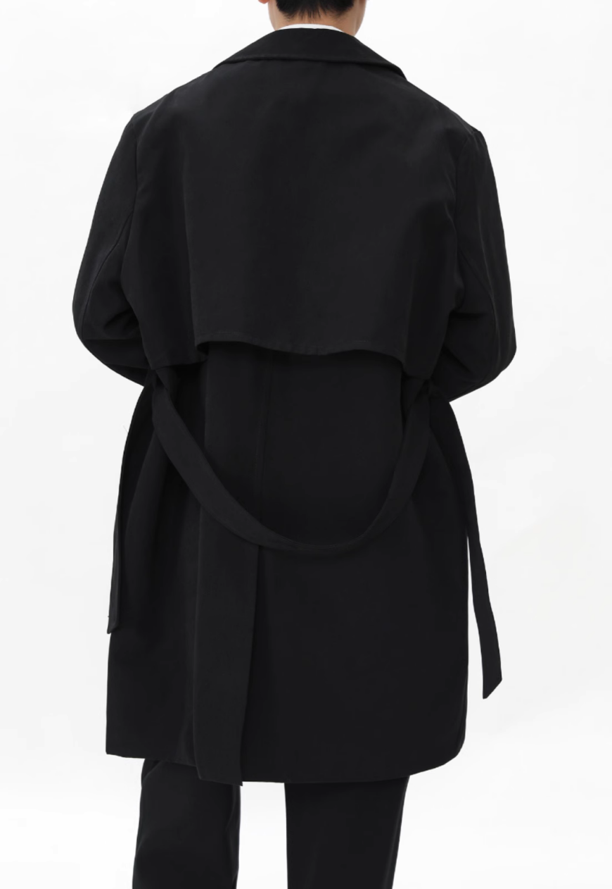 Men's Black single breasted trench coat