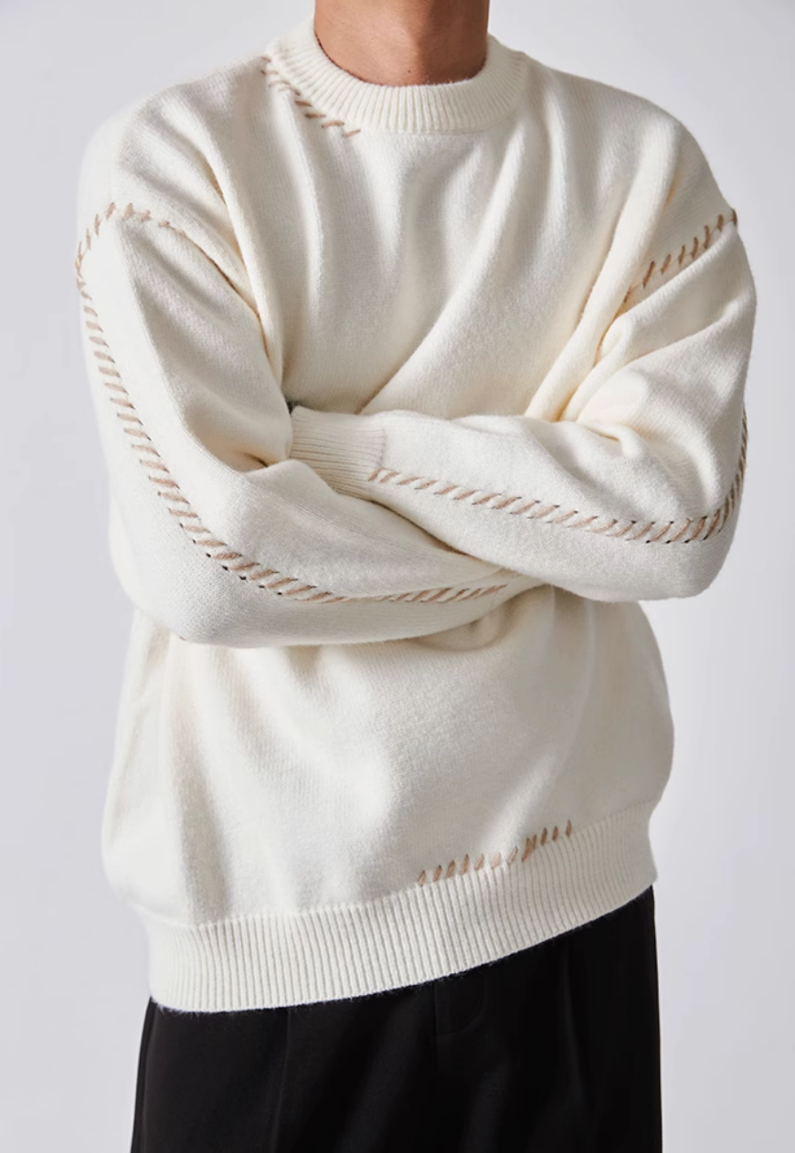 Men's line design sweater