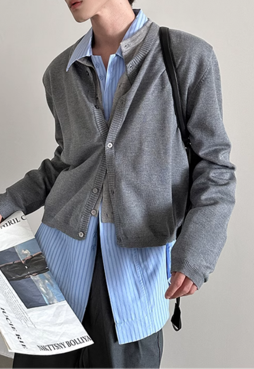 Men's Fake two-piece contrasting color sweater