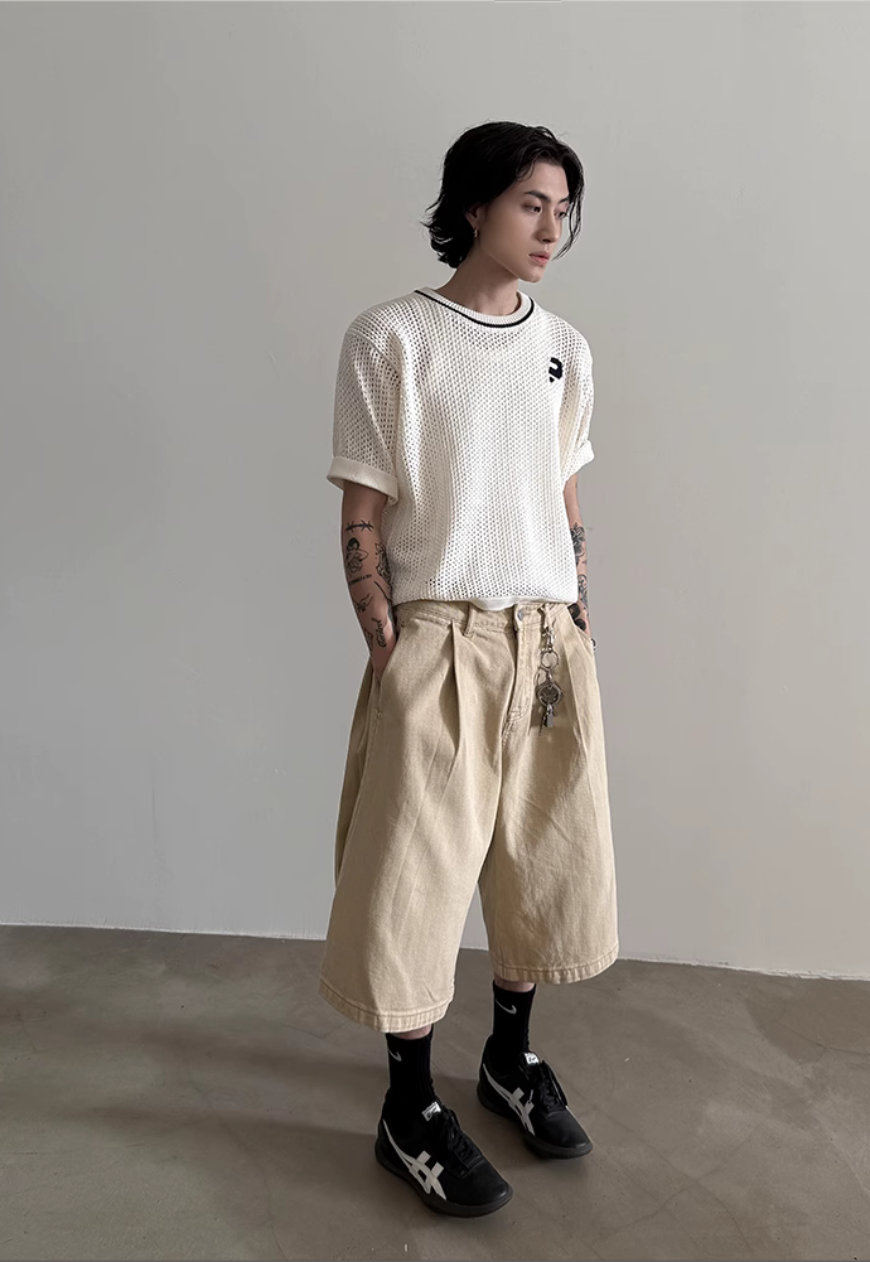 Men's Design contrasting hollow knit sweater