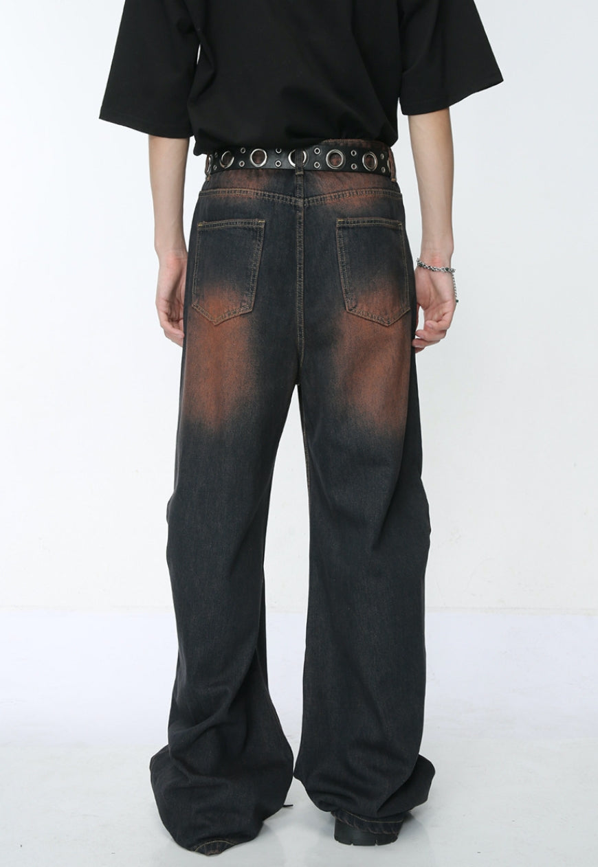 Unisex Vintage rivet gradient jeans