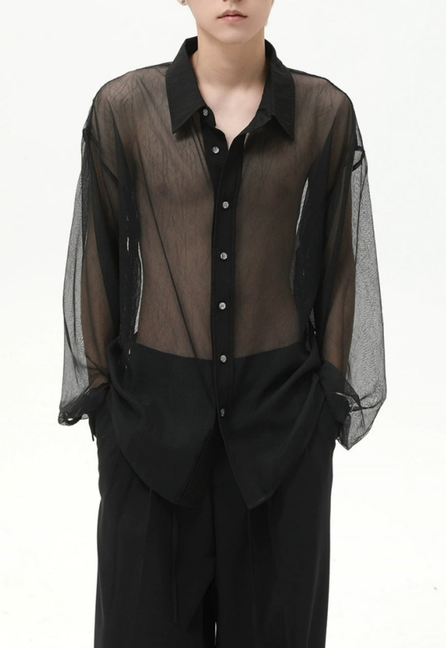 Men's Thin mesh see-through shirt