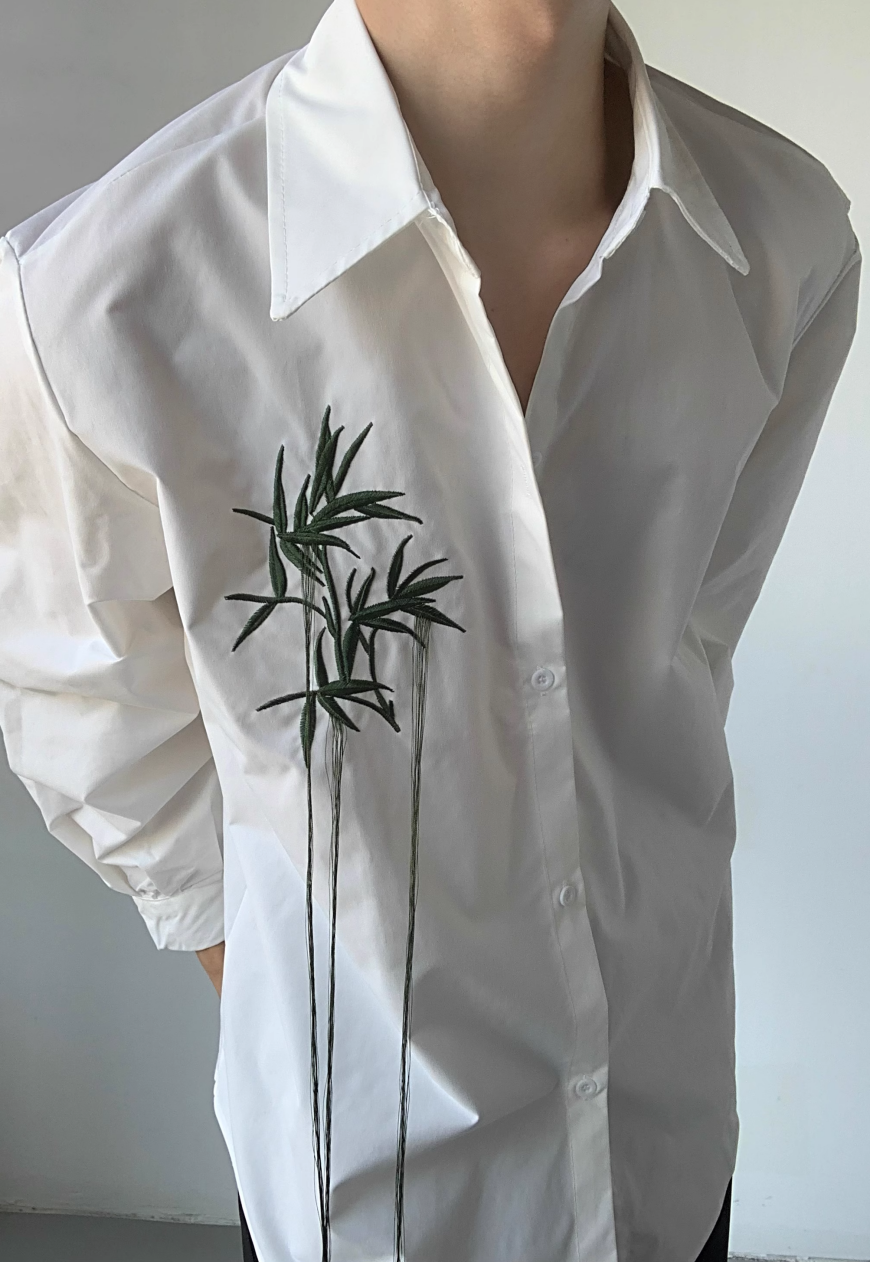 Men's Chinese embroidered fringed shirt