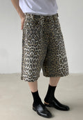Men's Camouflage leopard print denim shorts