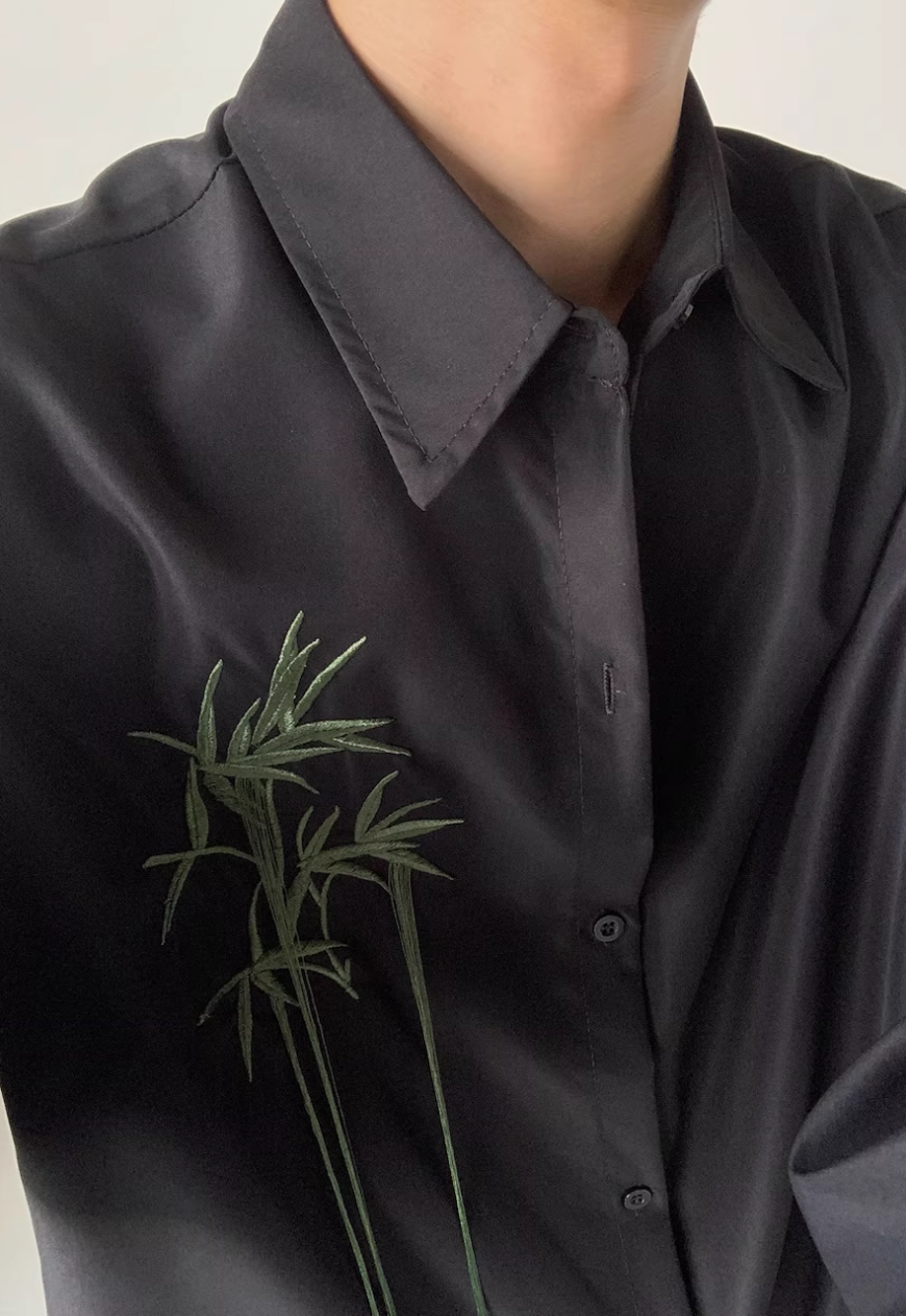Men's Chinese embroidered fringed shirt