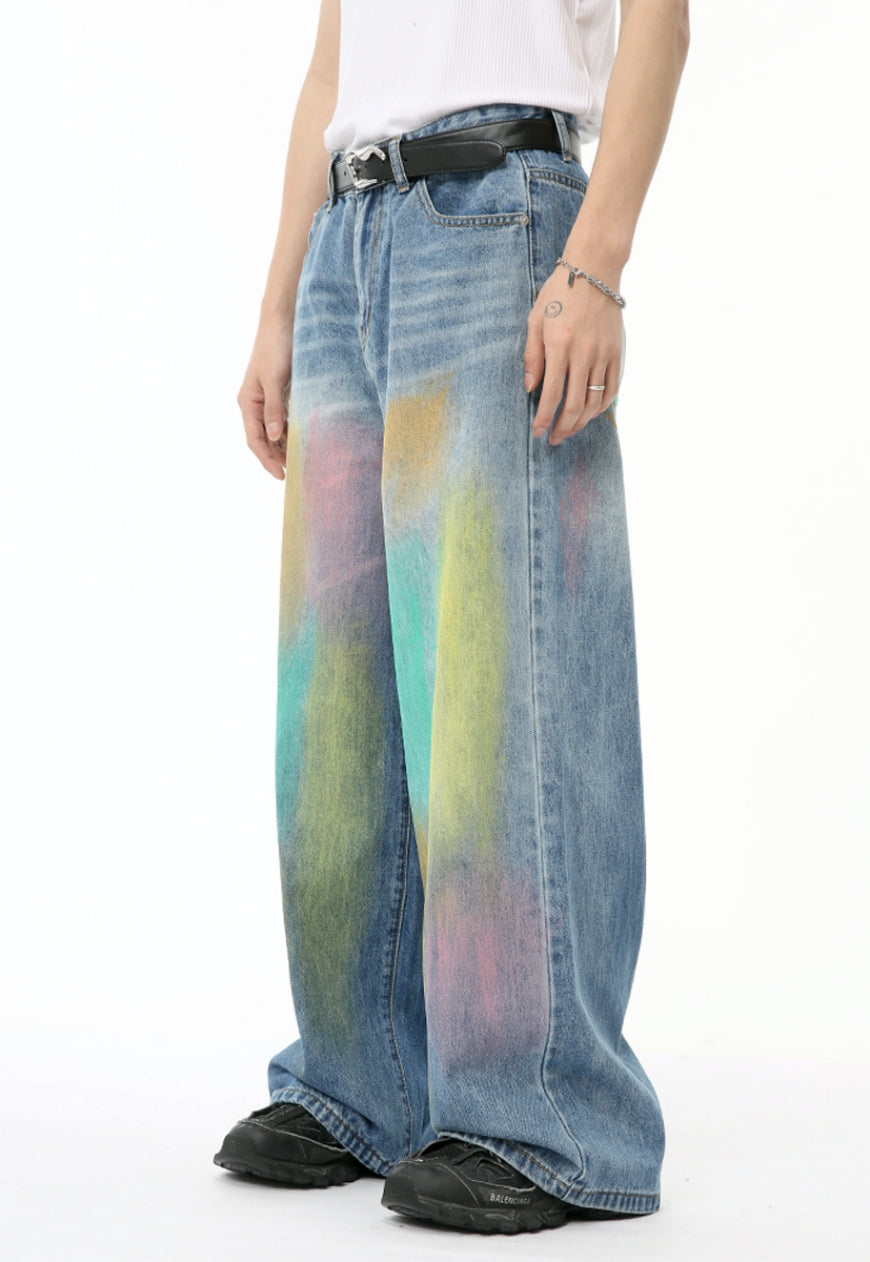 Unisex colorful graffiti jeans