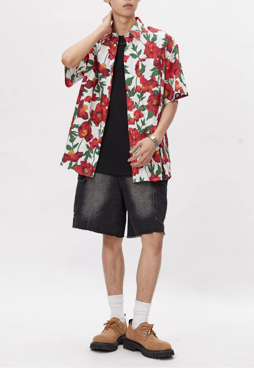 Men's vintage floral shirt (No tie)