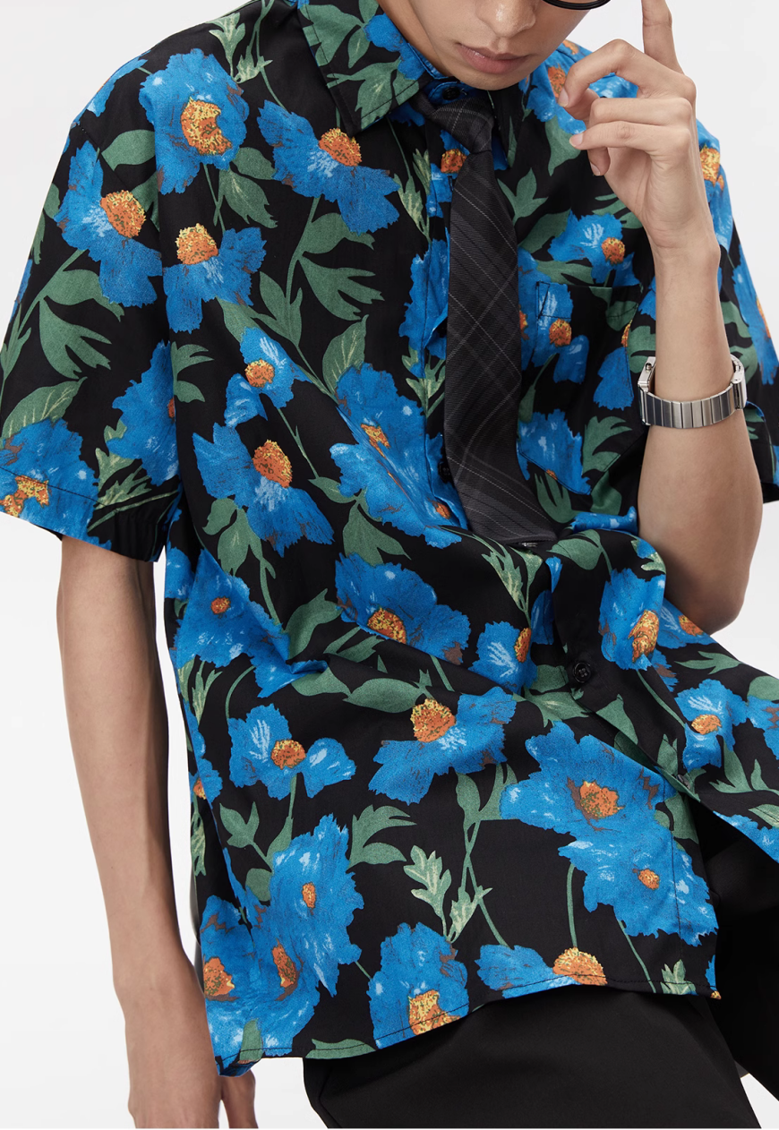 Men's vintage floral shirt (No tie)