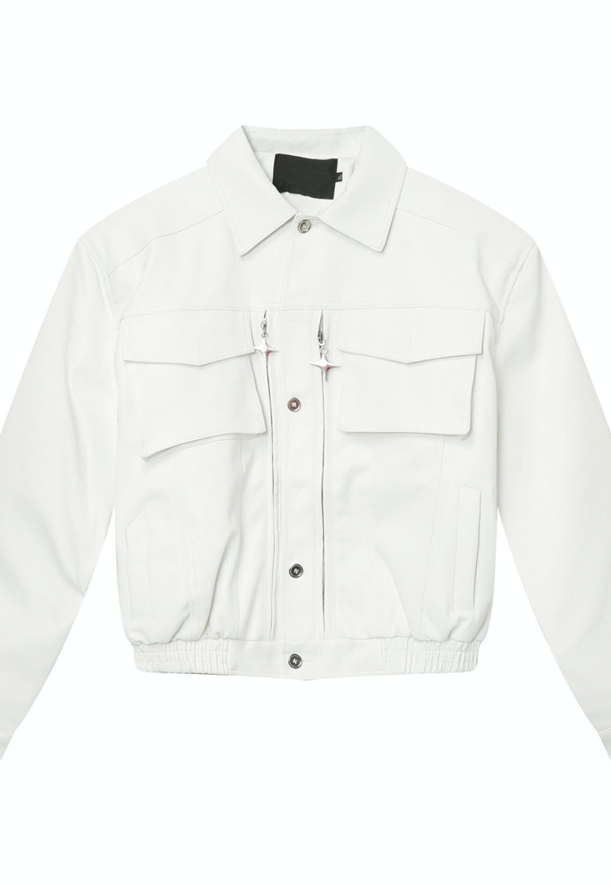 Men's Vintage Shoulder Pad PU Leather Jacket