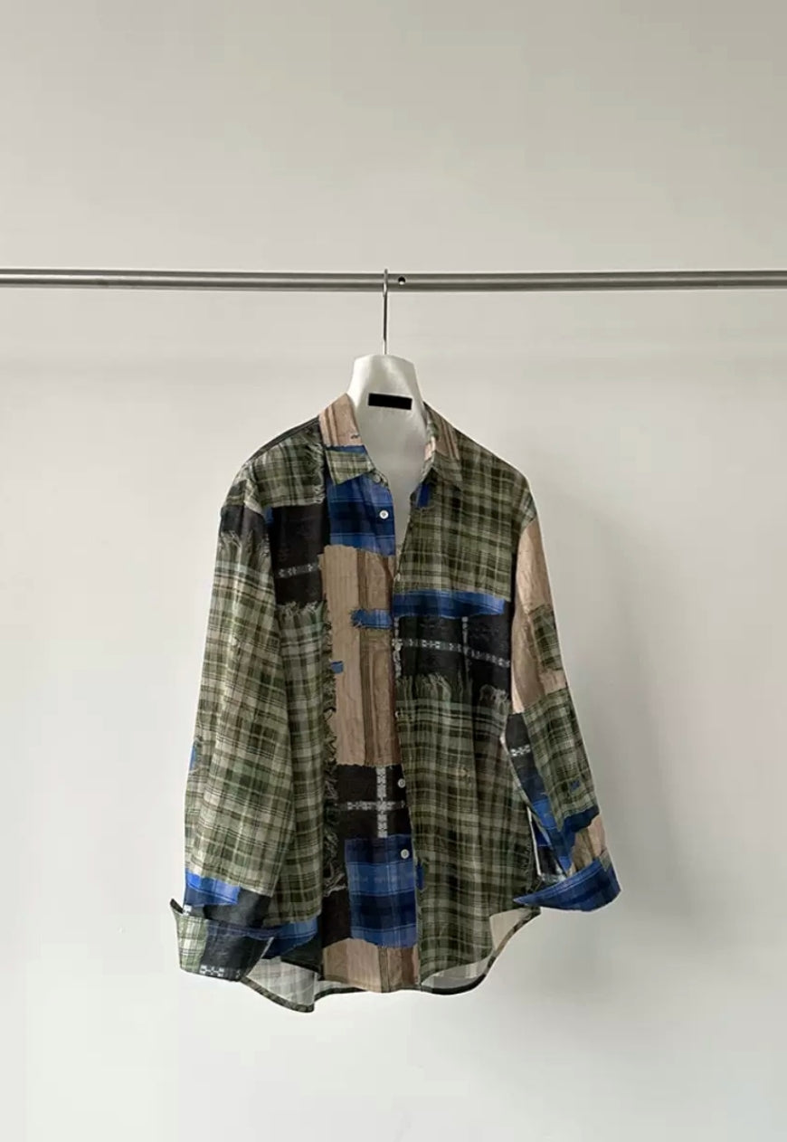 Men's oil painting plaid shirt