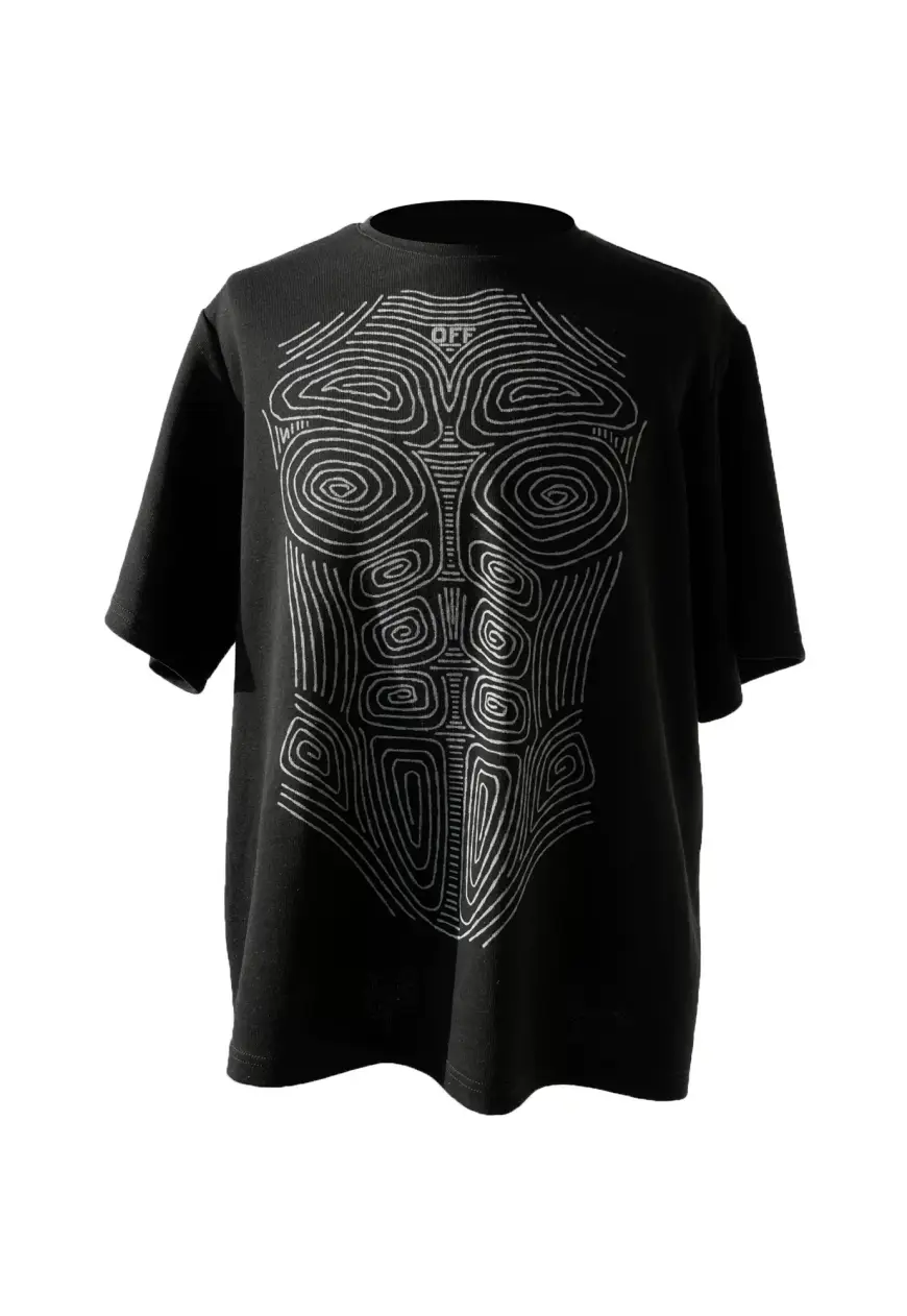 Men's Summer black and white printed t-shirt