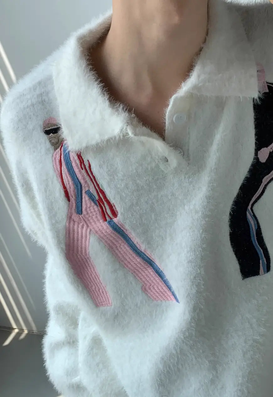 Men's Premium embroidered mohair sweater