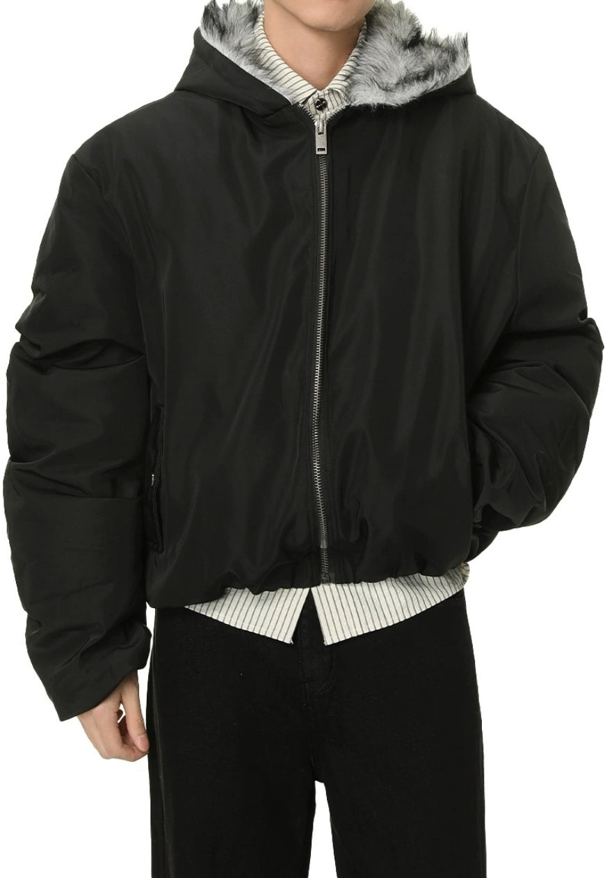 Men's Fleece-lined warm zippered cotton coat