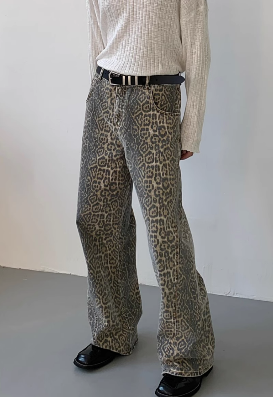 Men's Retro Camo Leopard Jeans