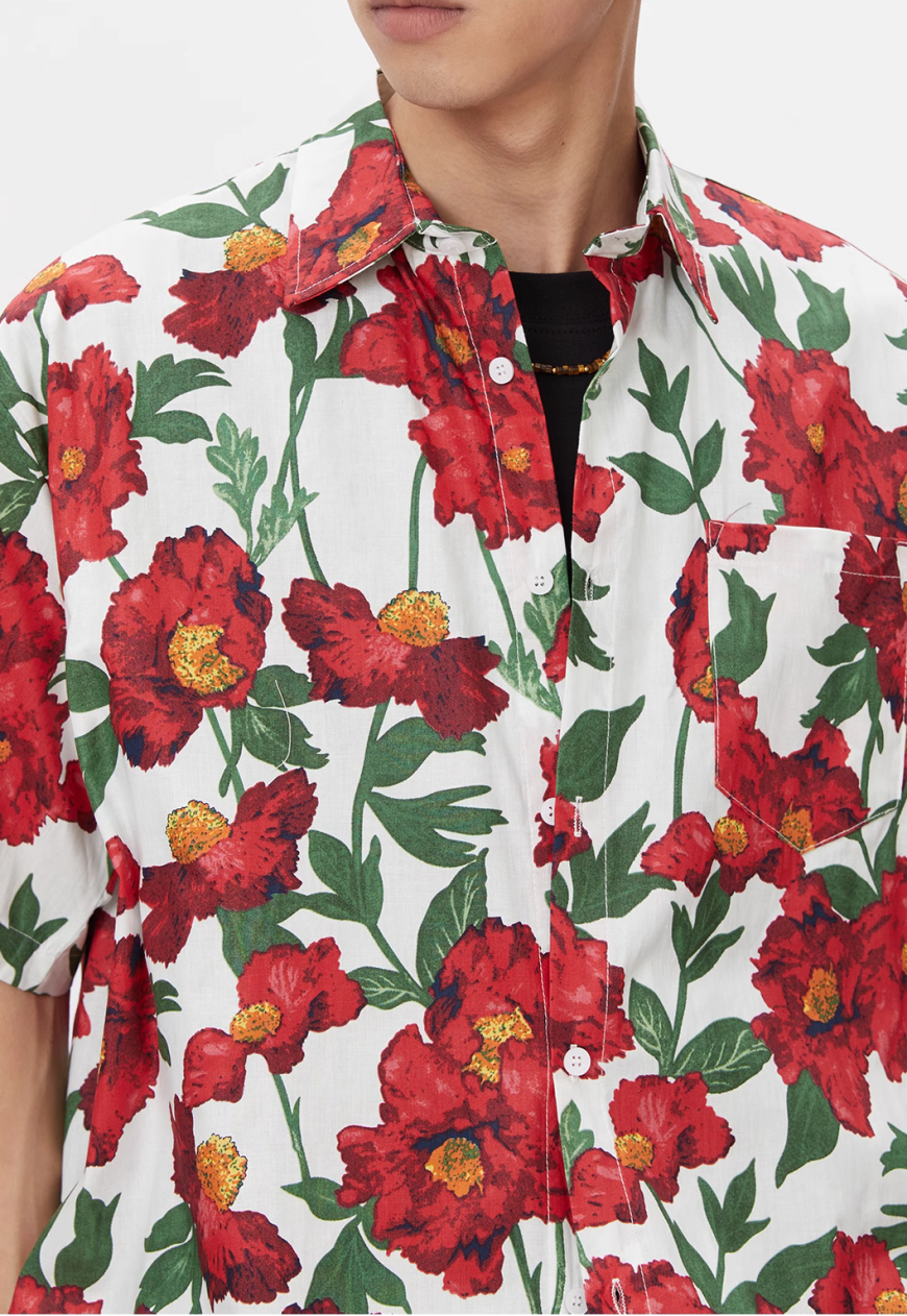 Men's vintage floral shirt (No tie)