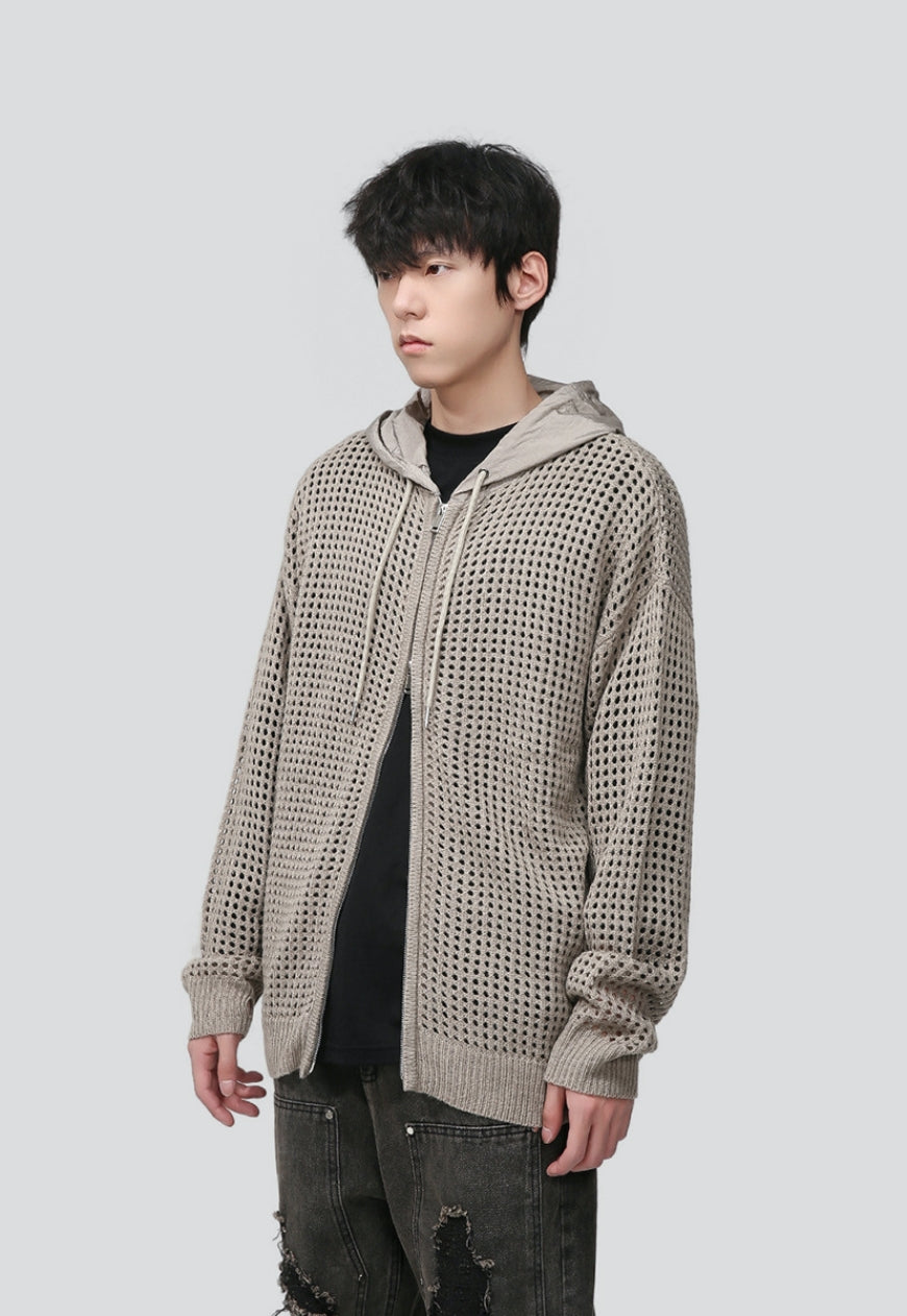Men's cutout zipper knitted jacket
