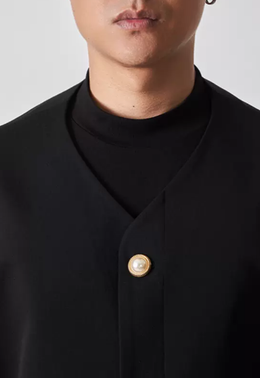 Men's High quality collarless jacket