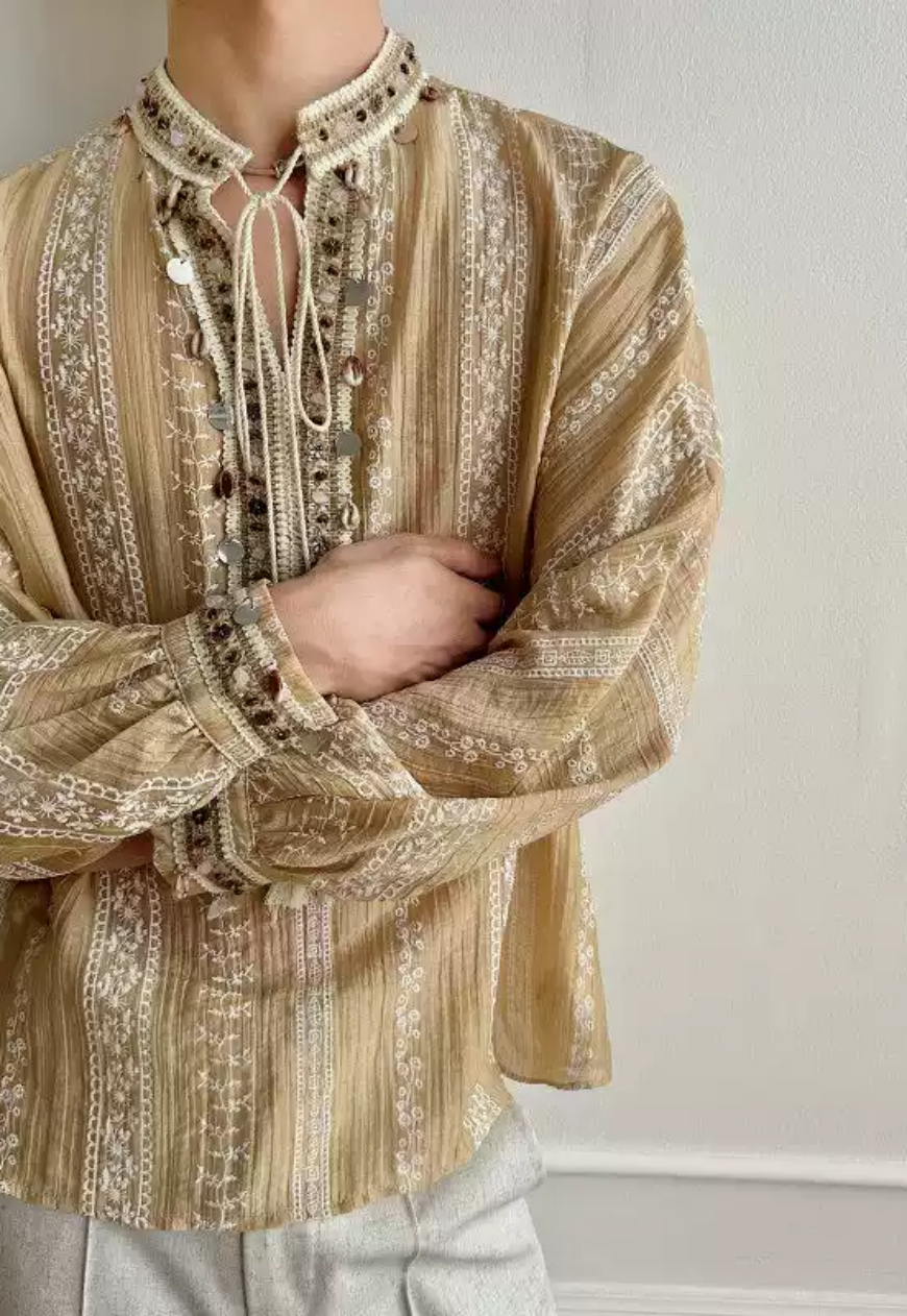 Men's Ethnic Embroidered Resort Shirt