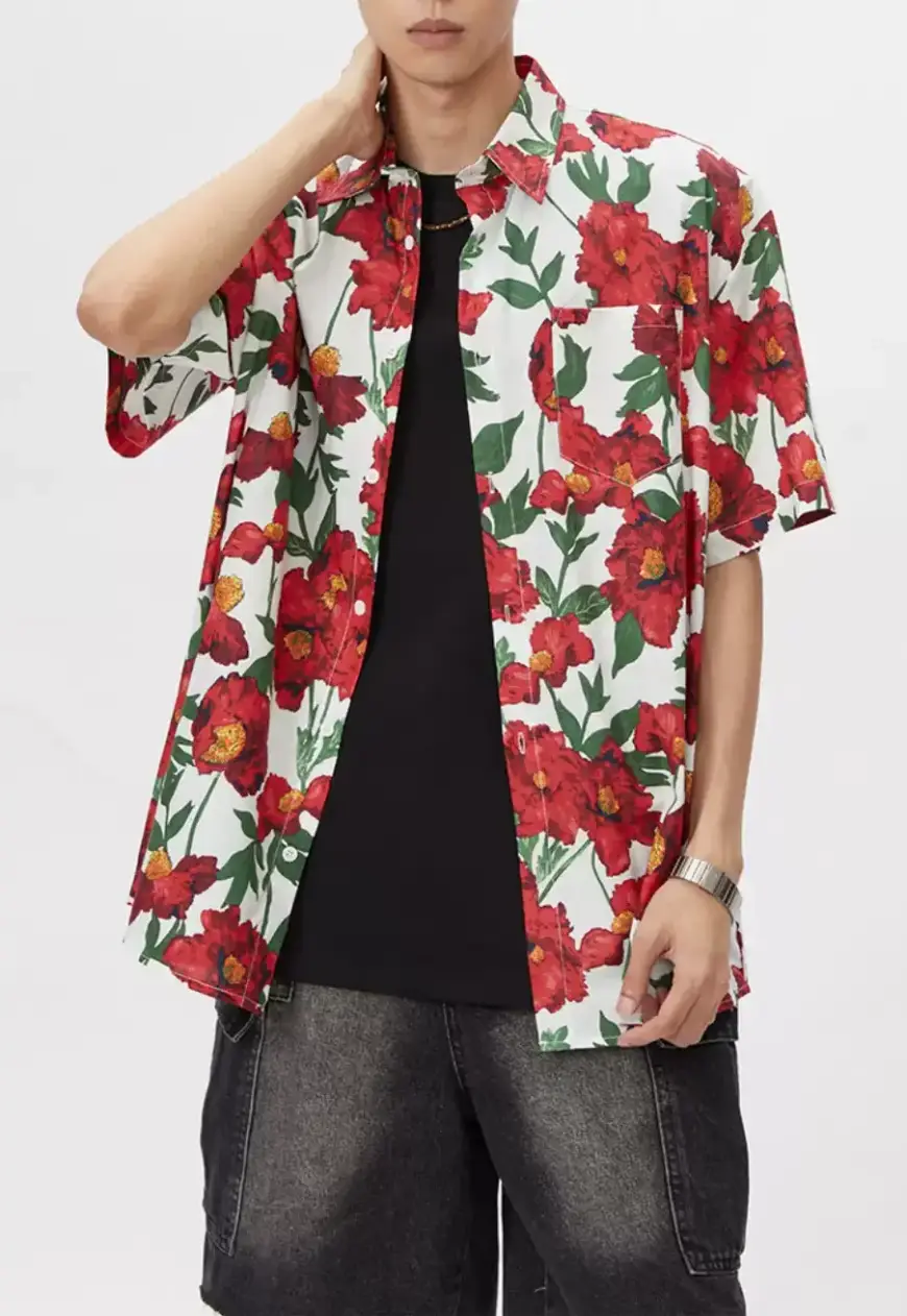 Men's vintage floral shirt (No tie)