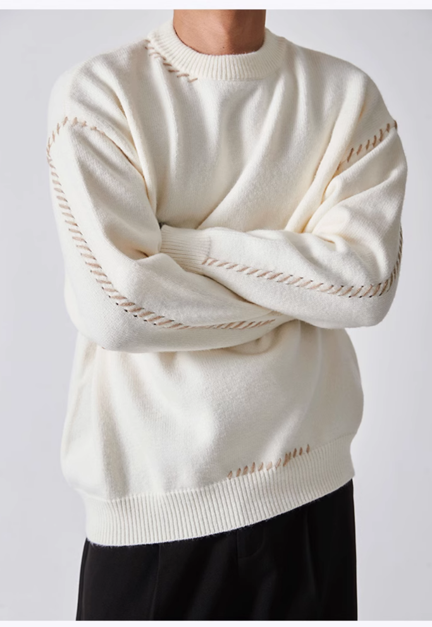Men's line design sweater