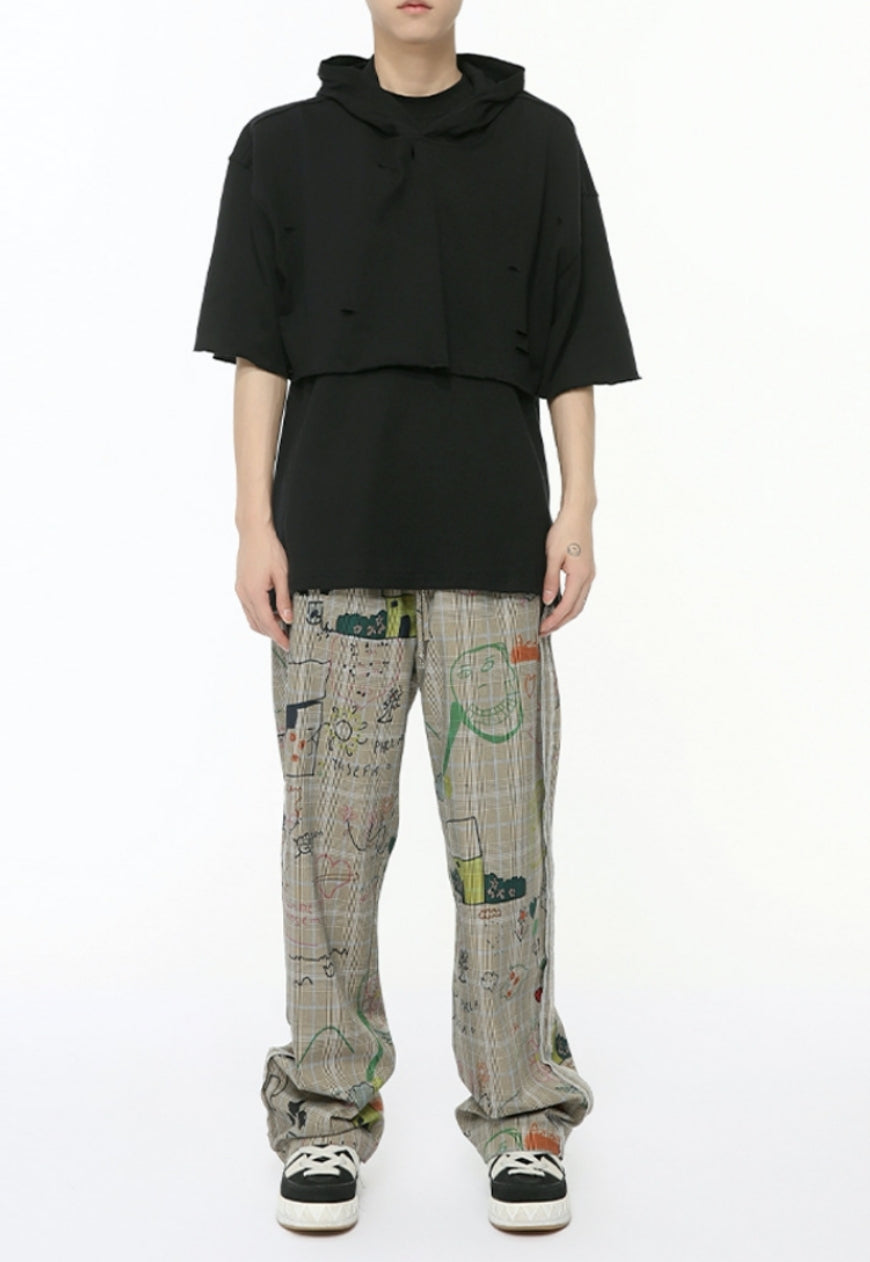Men's Cartoon graffiti casual trousers