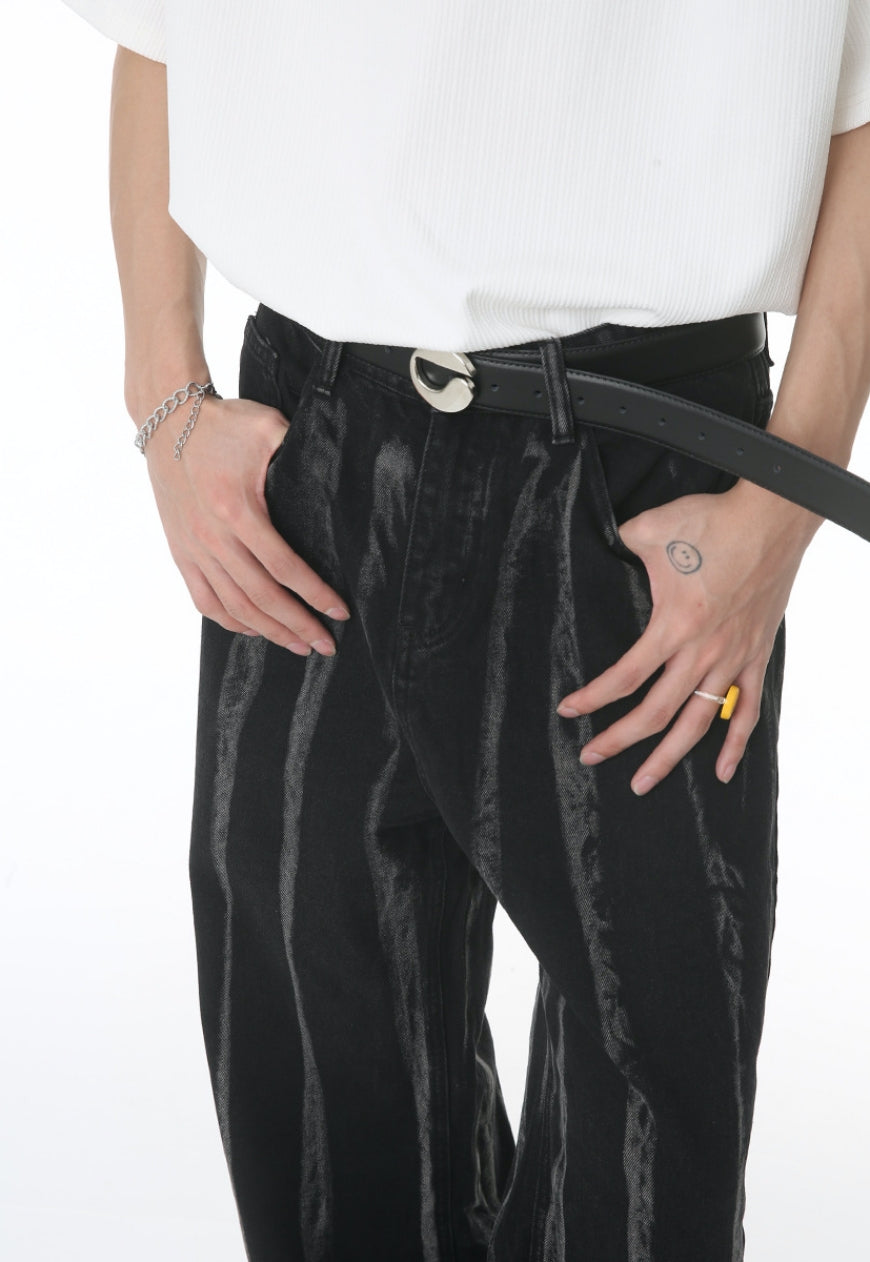 Unisex Tie Dye Vertical Stripe Jeans