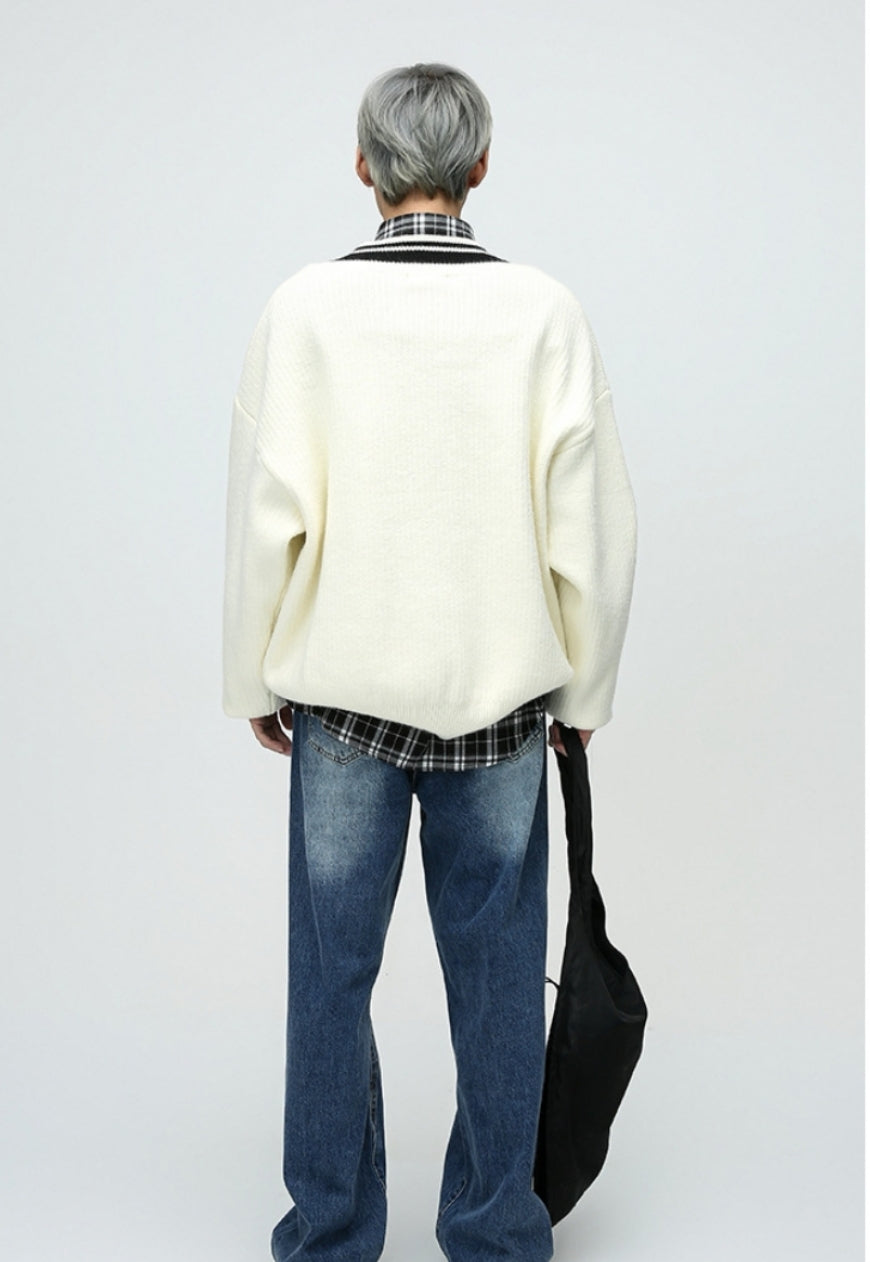Men's Irregular V-neck sweater