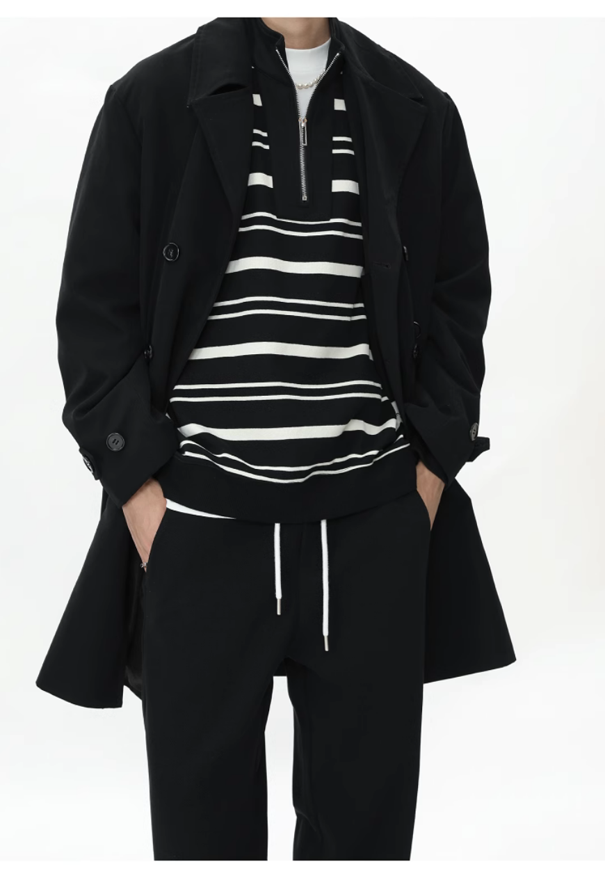 Men's Black single breasted trench coat
