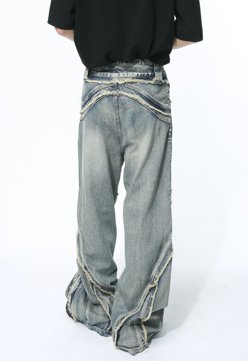 Unisex Deconstructed heavy-duty design jeans