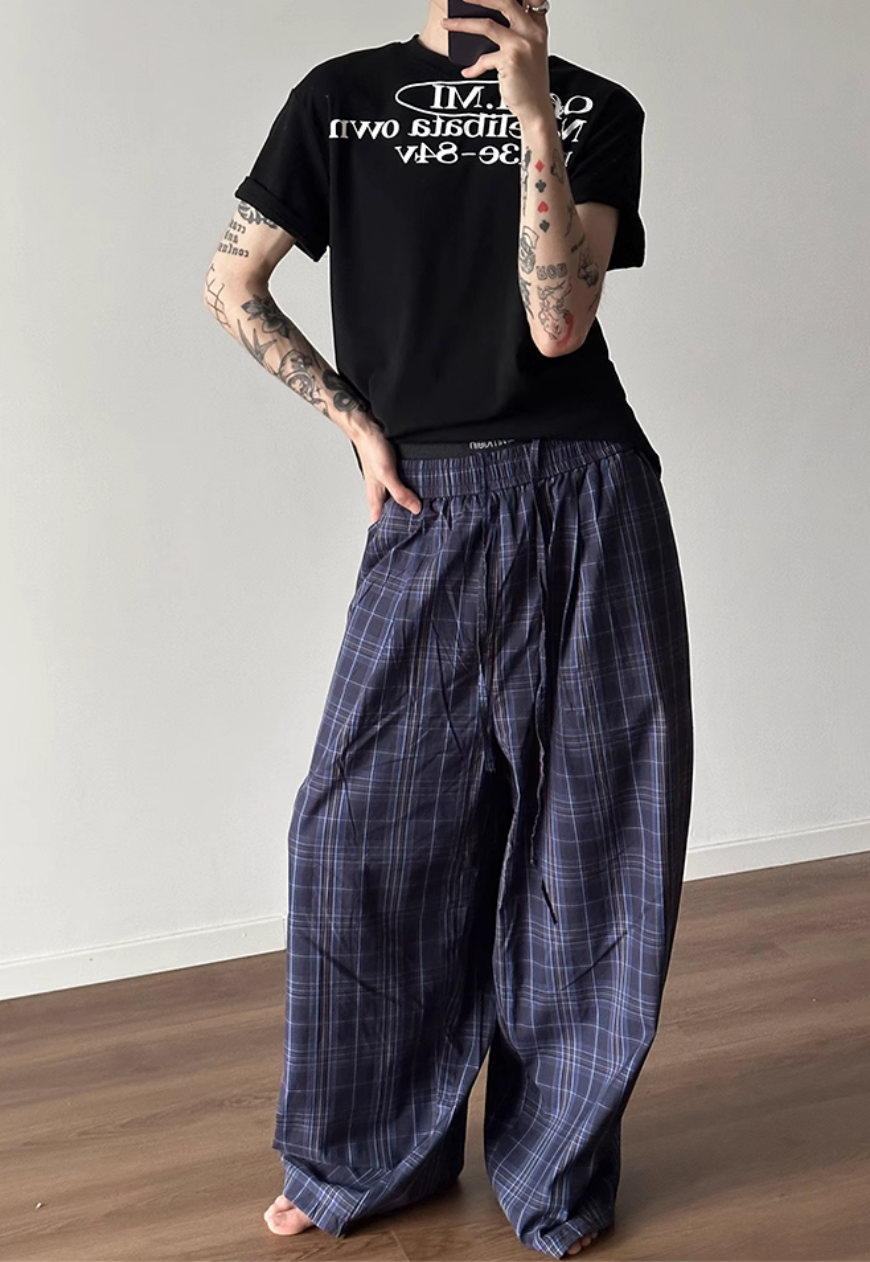 Men's Contrast plaid casual pants