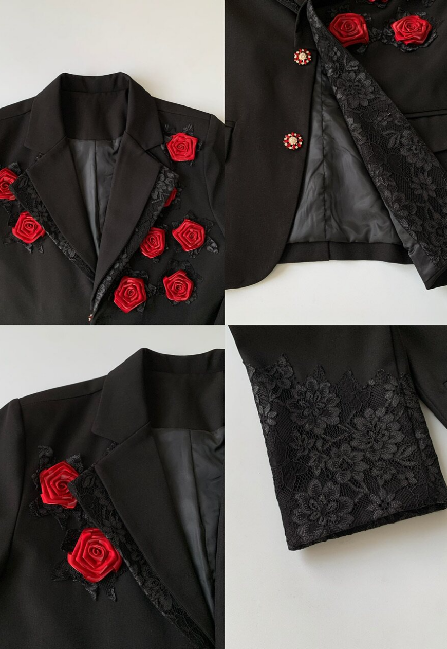 Men's Embroidered Double-Layer Blazer