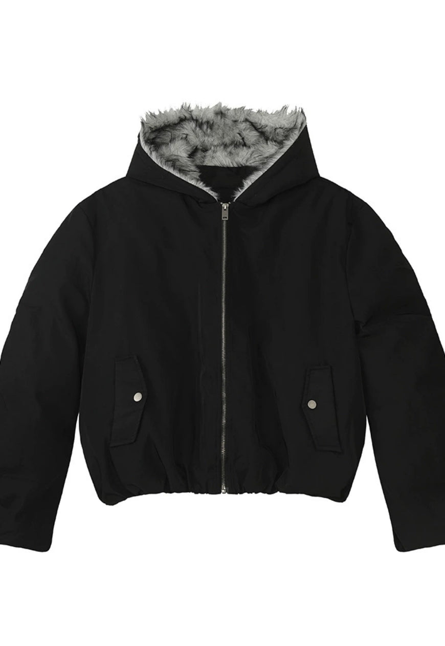 Men's Fleece-lined warm zippered cotton coat