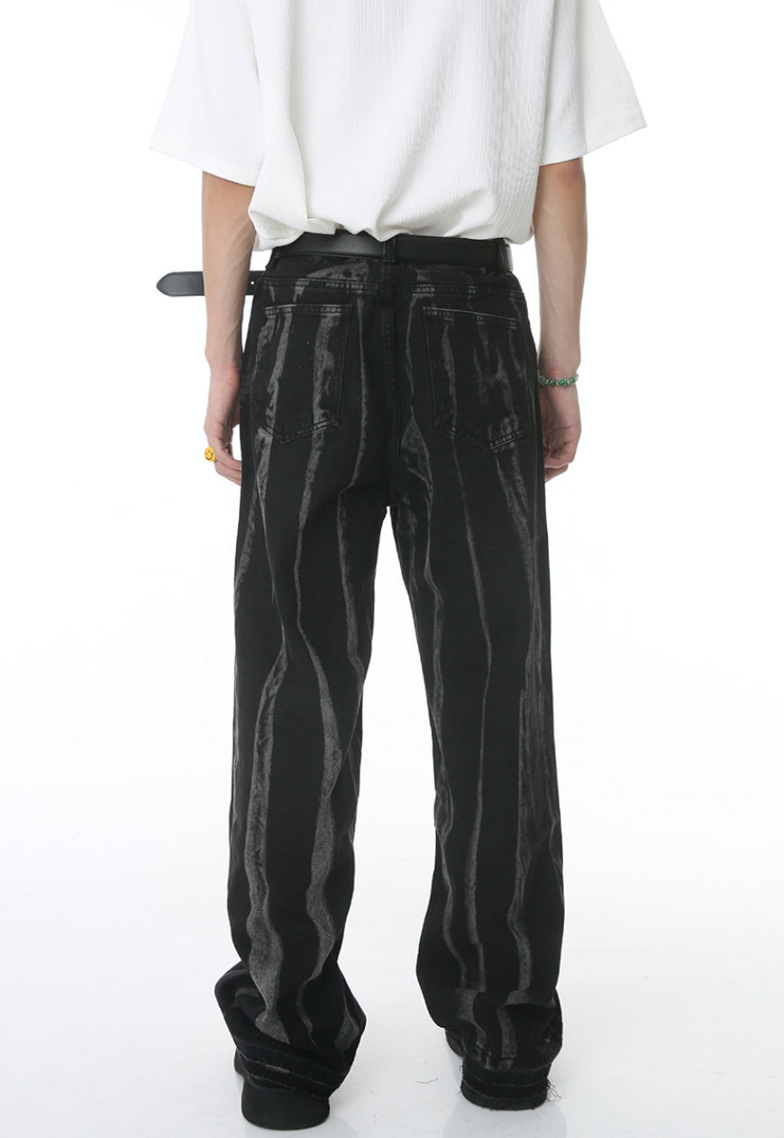 Unisex Tie Dye Vertical Stripe Jeans
