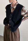 Men's French retro V-neck denim vest