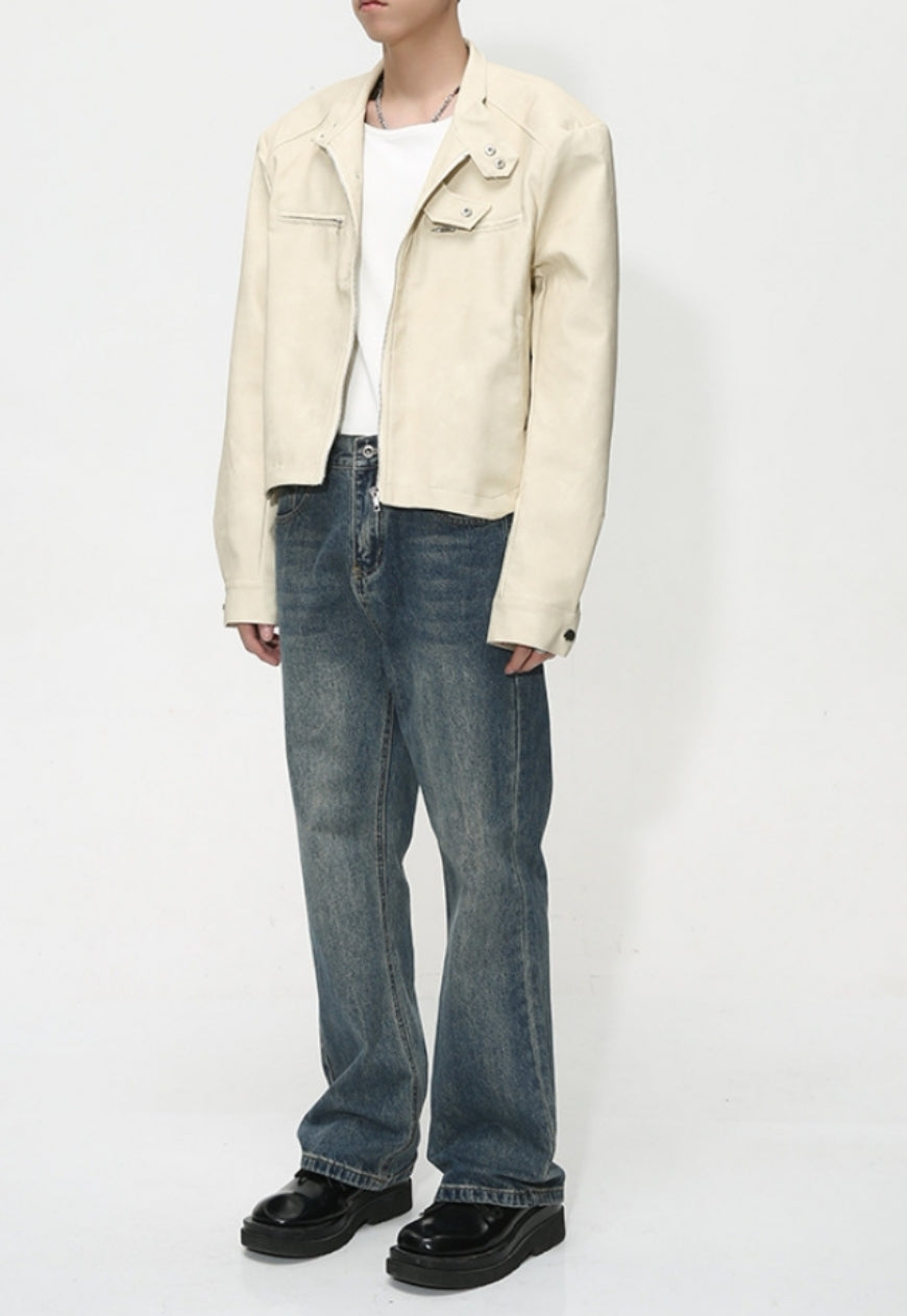 Men's Retro Short PU Leather Jacket